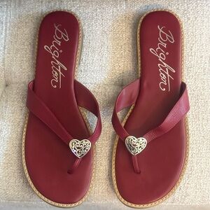 Brighton Women's  Burgundy Orla Sandals with Silver Heart Accent